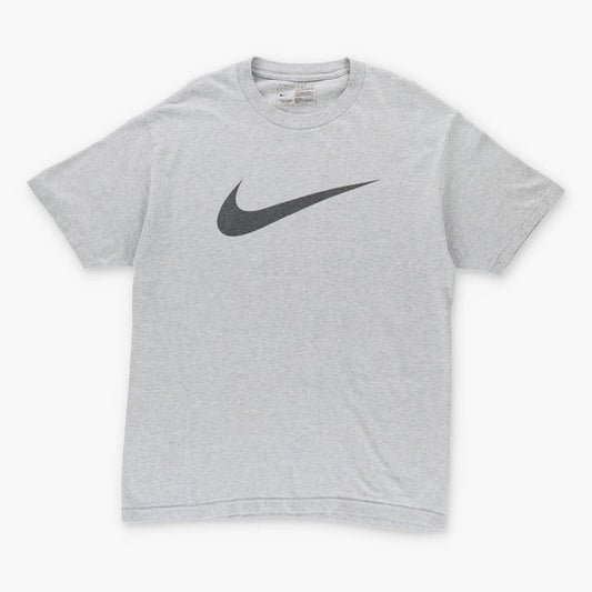 Vintage NIKE Large Swoosh Logo Grey & Black Classic Tee (L)
