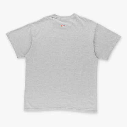 Vintage NIKE Embroidered Spell Out Swoosh Logo Grey & Orange Tee (L)
