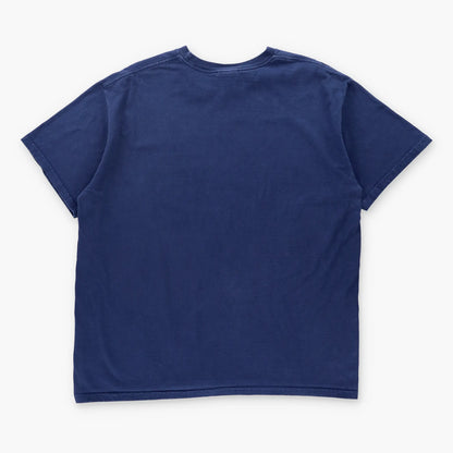 Vintage NIKE Navy & White Embroidered Swoosh Logo T-Shirt (XXL)