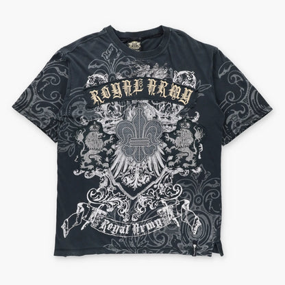 Vintage ROYAL ARMY Embroidered Spell Out Logo Patch Y2K Tee (XL)