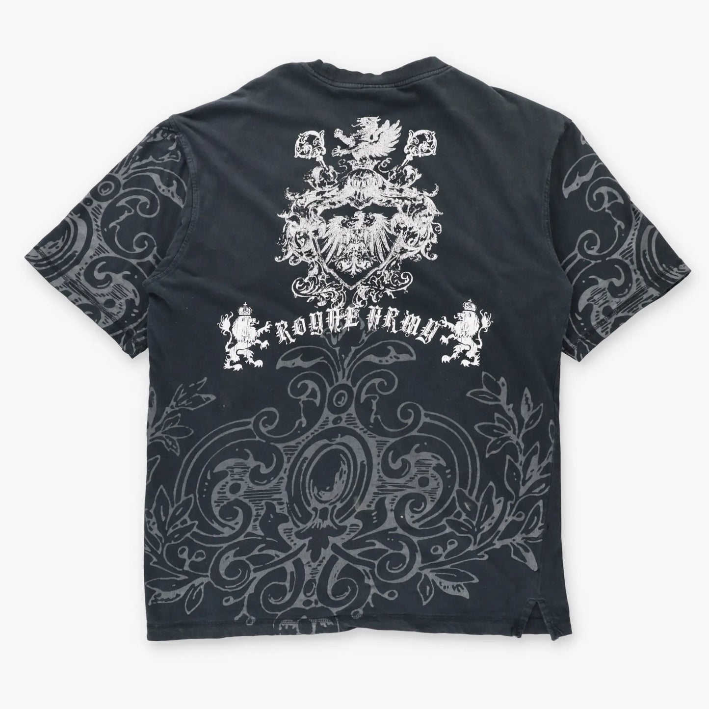 Vintage ROYAL ARMY Embroidered Spell Out Logo Patch Y2K Tee (XL)