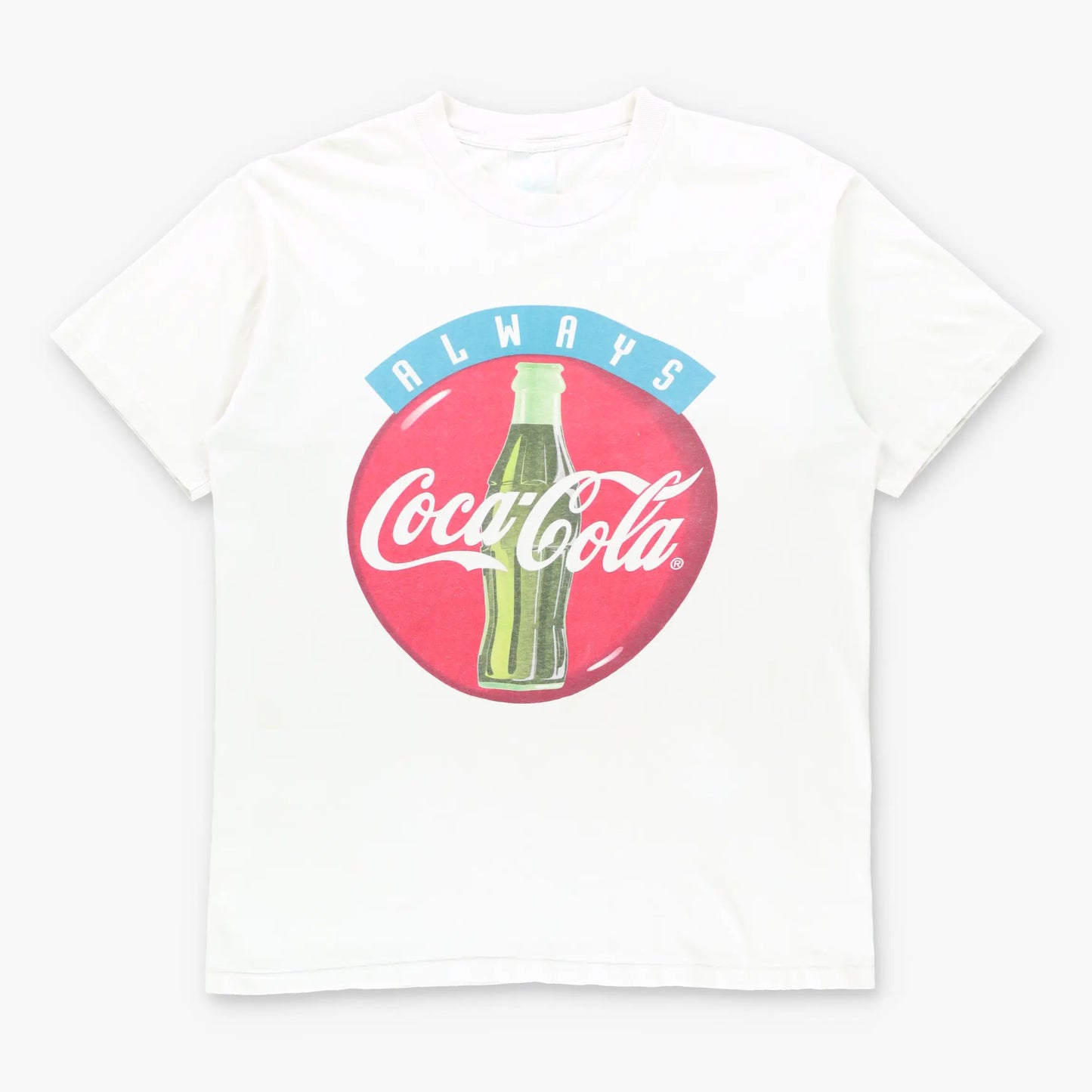 Vintage "Always Coca-Cola" White Single Stitch Retro Promo Tee USA Made (L TALL)