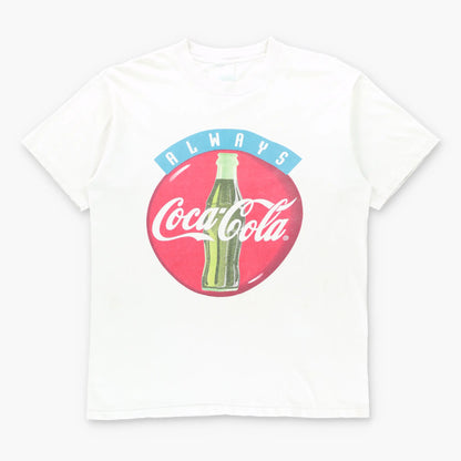 Vintage "Always Coca-Cola" White Single Stitch Retro Promo Tee USA Made (L TALL)
