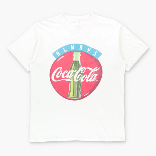 Vintage "Always Coca-Cola" White Single Stitch Retro Promo Tee USA Made (L TALL)