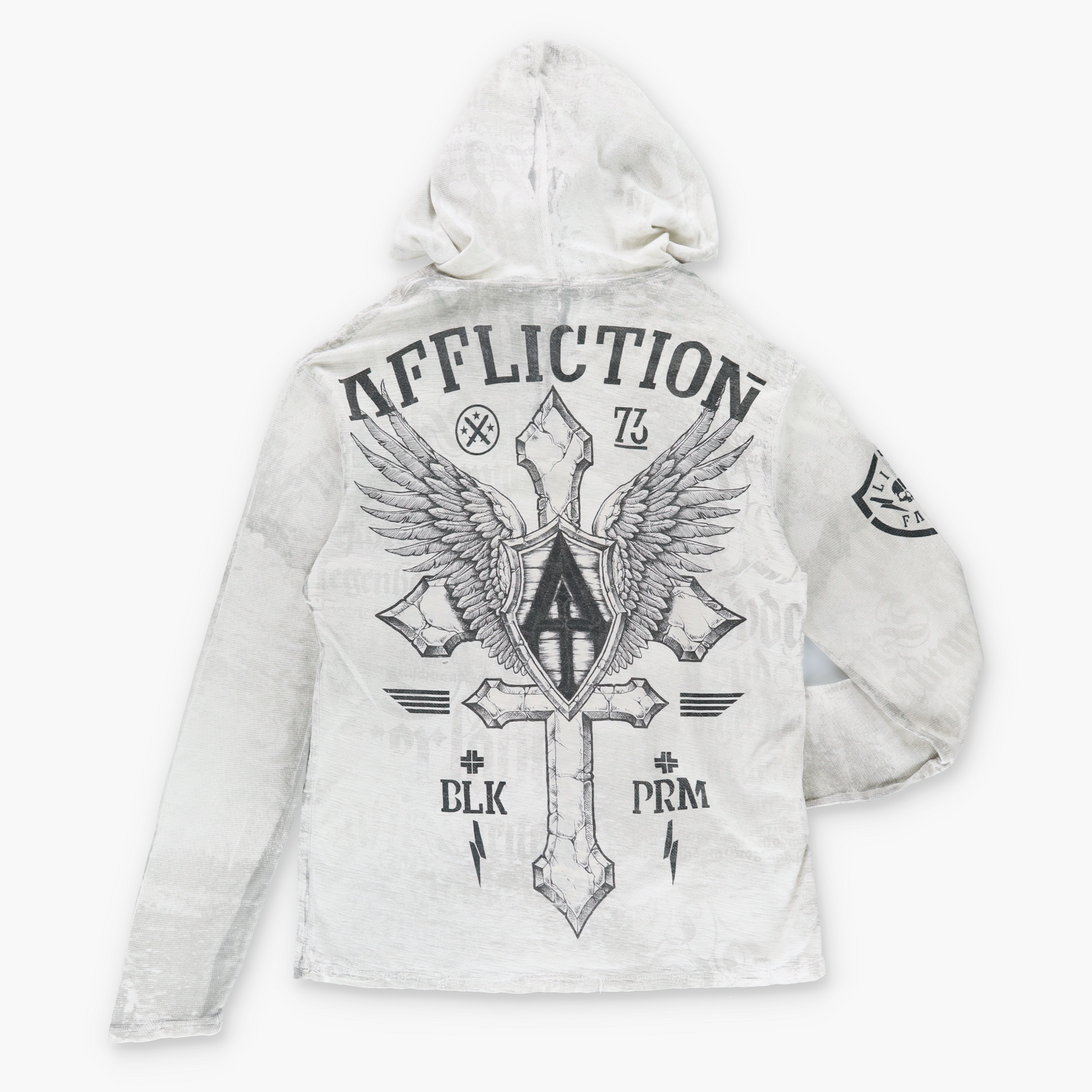 Vintage AFFLICTION Y2K Cross Wing USA Made Hooded Sweatshirt *Aubs Vintage Sole Melbourne