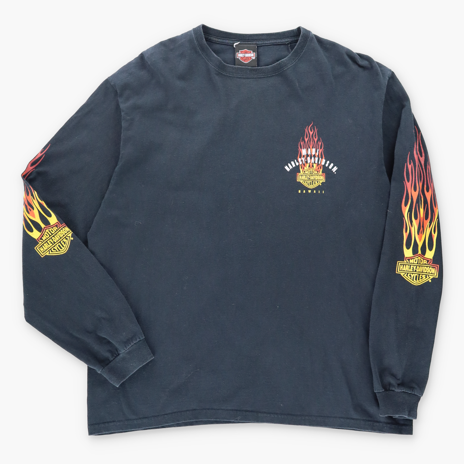 Vintage HARLEY DAVIDSON Flame Long Sleeve Motorcycle T-Shirt *Aubs Vintage Sole Melbourne