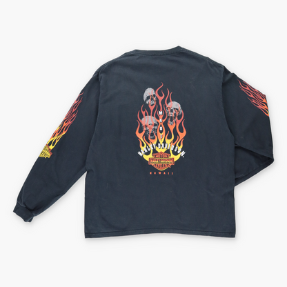 Vintage HARLEY DAVIDSON Flame Long Sleeve Motorcycle T-Shirt *Aubs Vintage Sole Melbourne