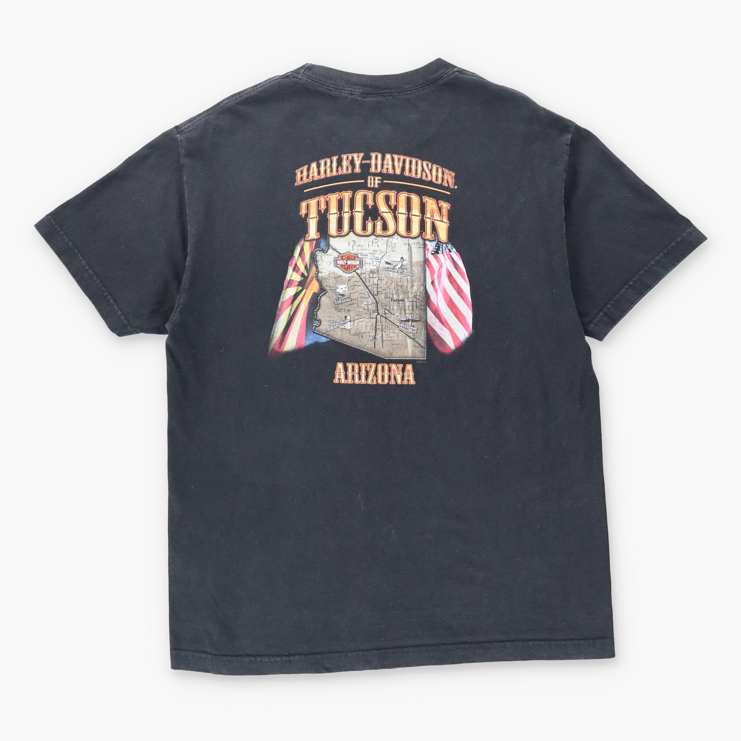 Vintage HARLEY DAVIDSON Skull Arizona Black Motorcycle T-Shirt (L) *Aubs Vintage Sole Melbourne