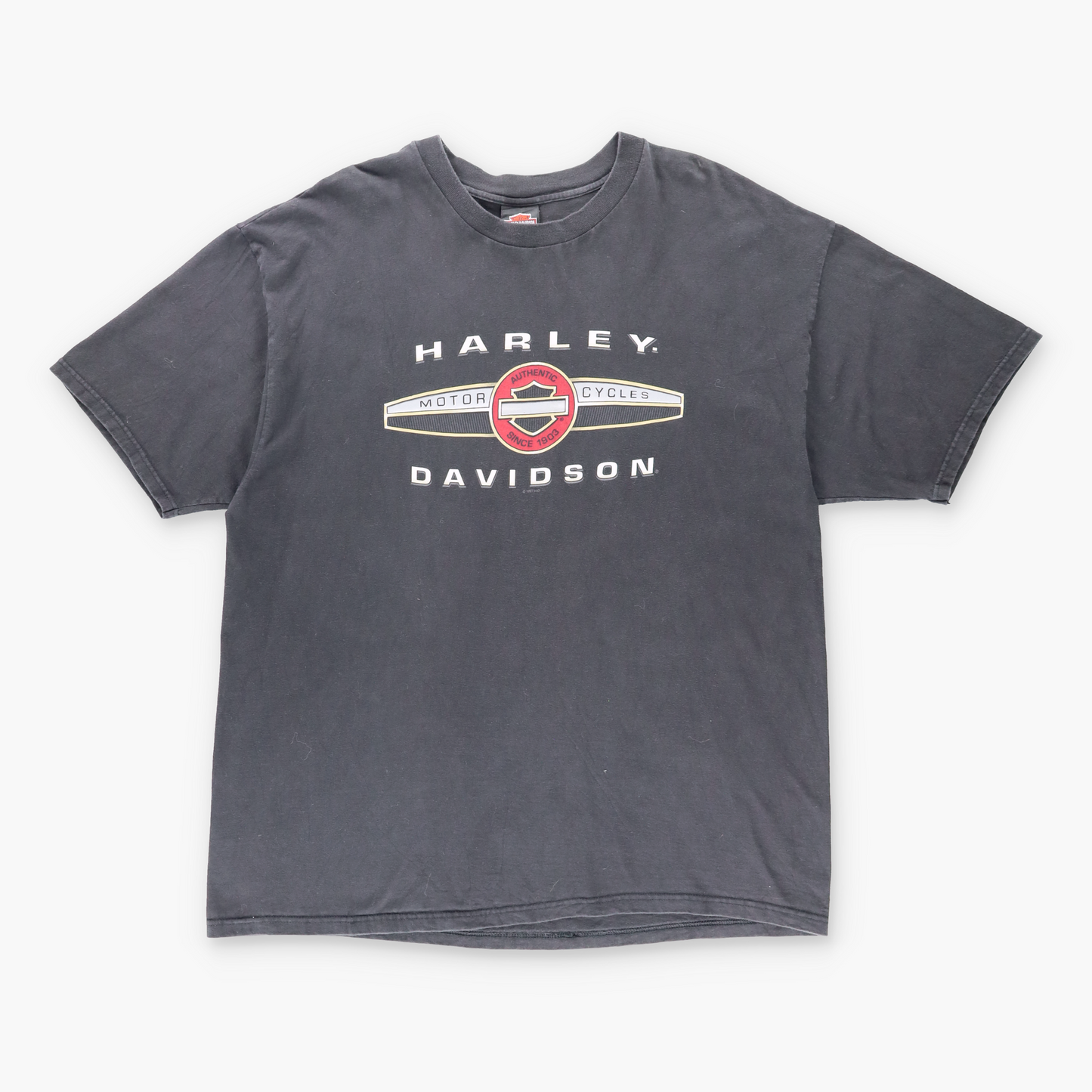 Vintage 1997 HARLEY DAVIDSON Quaid USA Made T-Shirt (XXL) *Aubs Vintage Sole Melbourne