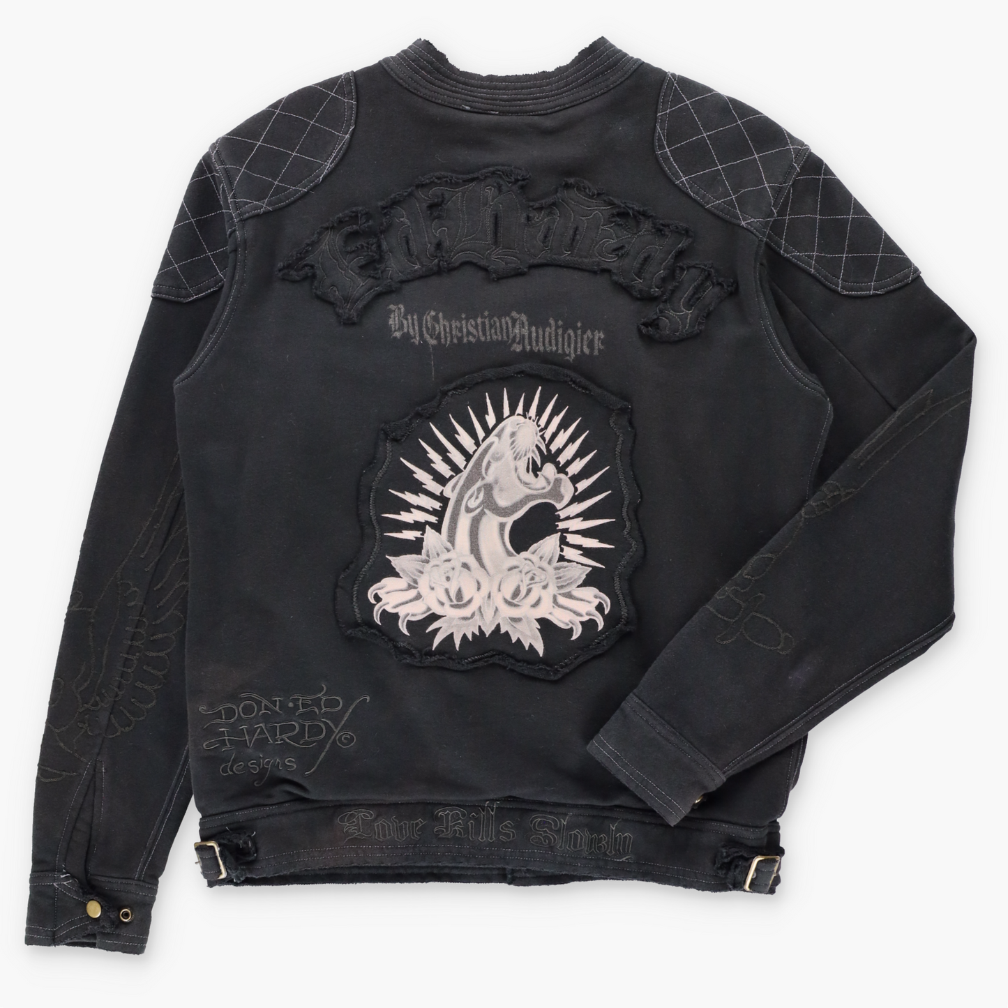 Vintage ED HARDY Christian Audigier Kamikaze Black Hoodie Sweatshirt (M) ***COCO Vintage Sole Melbourne