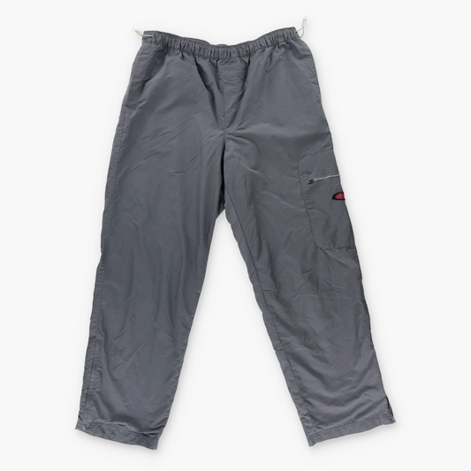 NIKE Embroidered Spell Out Logo Swoosh Parachute Grey Track Pants (L)