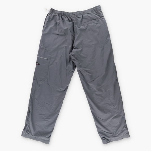 NIKE Embroidered Spell Out Logo Swoosh Parachute Grey Track Pants (L)