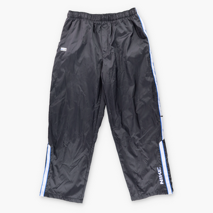 NIKE Embroidered Swoosh Logo Black & Blue Track Pants (XL)