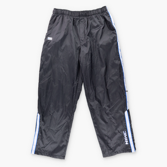 NIKE Embroidered Swoosh Logo Black & Blue Track Pants (XL)