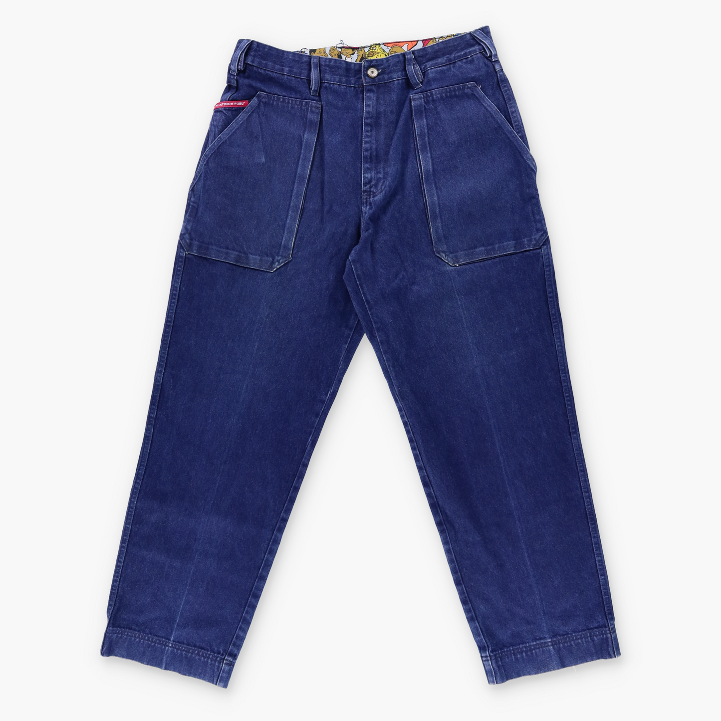 PLATINUM FUBU 'Fat Albert' Embroidered Cartoon Dark Wash Jeans (36)