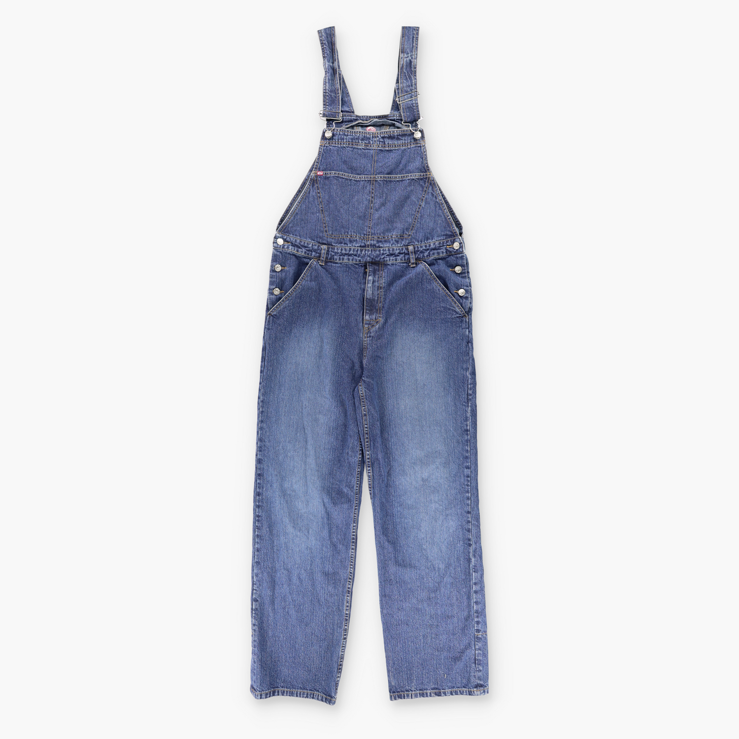 QUICKSILVER Embroidered Red Spell Out Logo Button Denim Long Overalls (L) Vintage Sole Melbourne