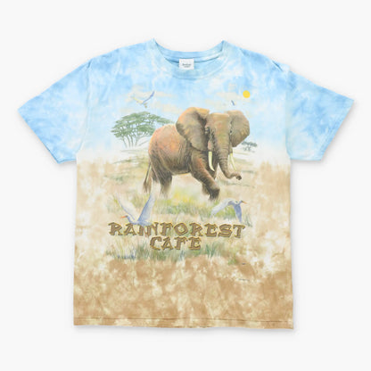 LIQUID BLUE 1999 Vintage Elephant Safari 'Rainforest Cafe' All Over Print T-Shirt (L)