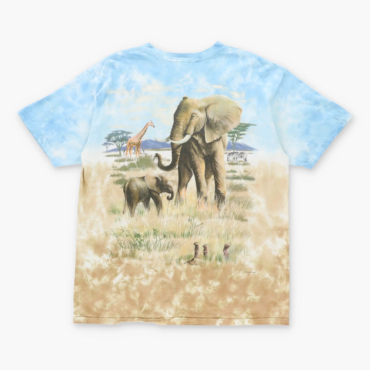 LIQUID BLUE 1999 Vintage Elephant Safari 'Rainforest Cafe' All Over Print T-Shirt (L)