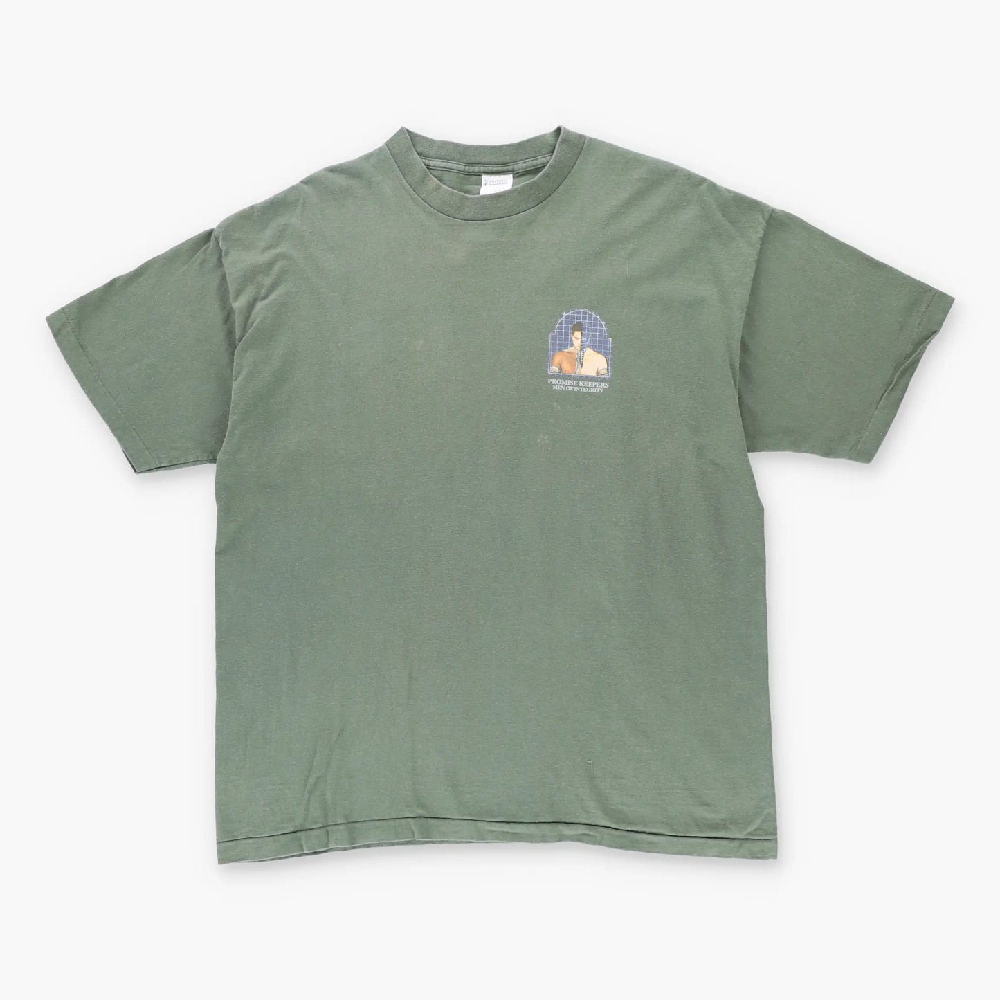 Vintage 1997 'Godly Man' USA Made Single Stitch Green Christian T-Shirt (L-XL)