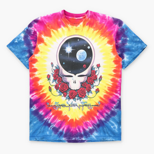 LIQUID BLUE Grateful Dead 'Space Your Face' Vintage Rainbow Tie-Dye Tee (S-M)