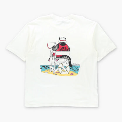 Vintage B. Kliban Cat Beach Lifeguard Vintage 90s USA Made White T-Shirt (L)