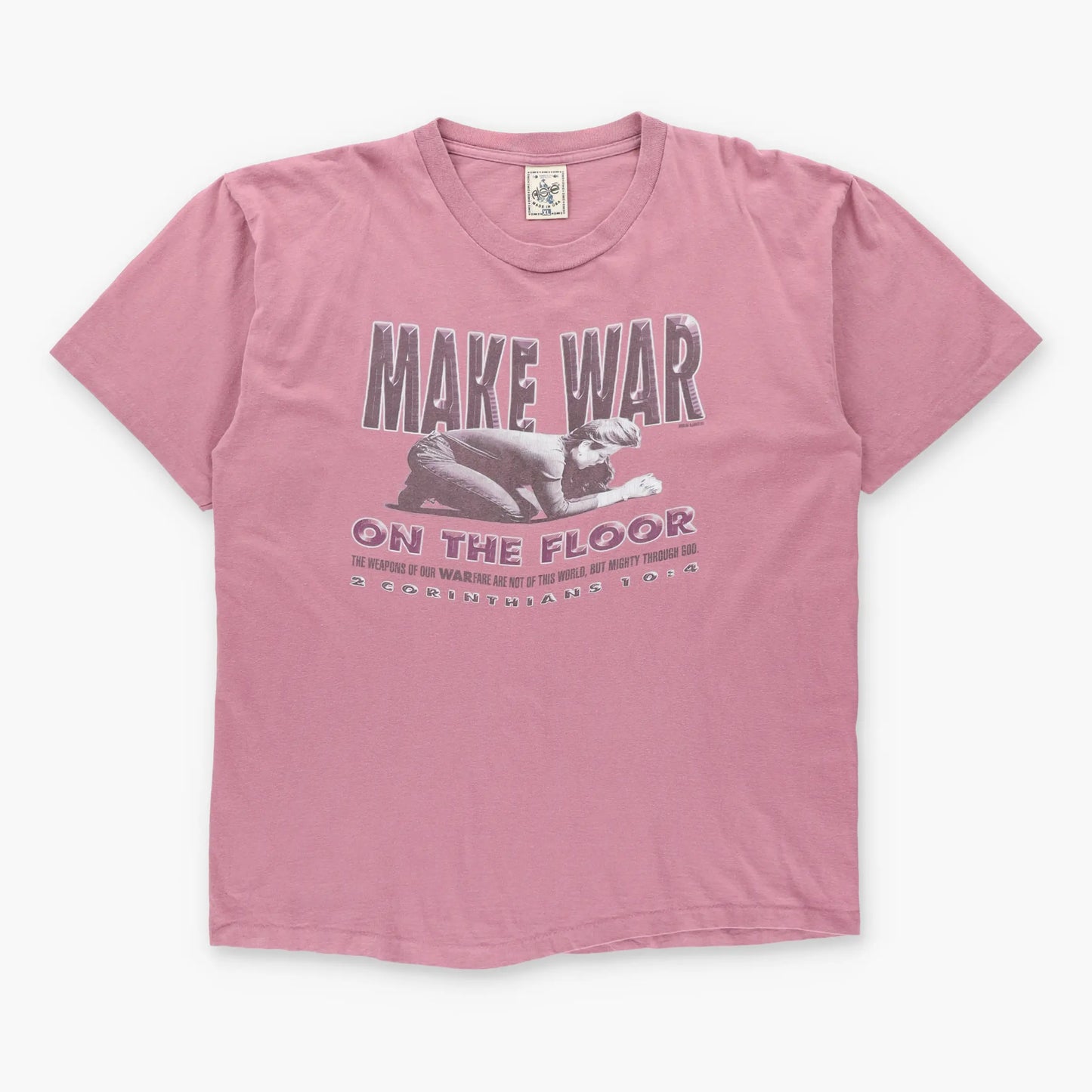 Vintage 90s "Make War On The Floor" ALORE Single Stitch USA Made Praying T-Shirt (XL)
