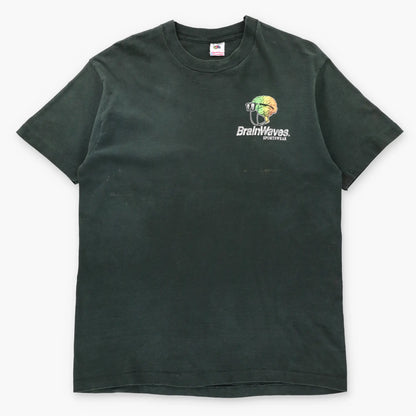 Vintage 90s Brainwaves "Any Questions?" Crested Butte Ski Town USA Made Black Single Stitch Tee (XL)
