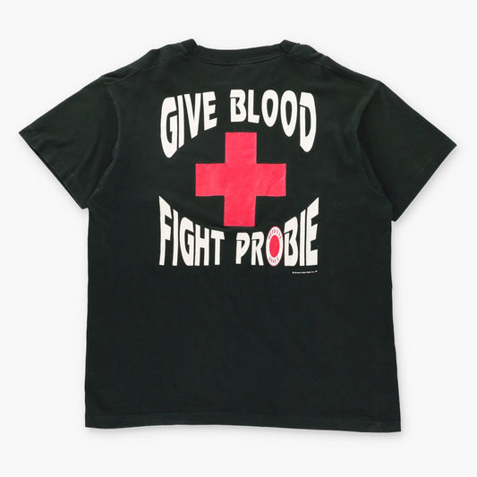 Vintage 1992 DETROIT RED WINGS Bob Probert "Give Blood Fight Probie" Single Stitch USA Made NHL Tee (XL)