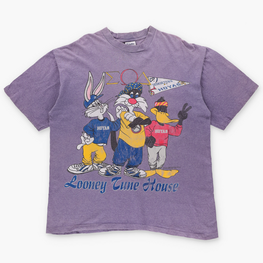Vintage 1994 Looney Tunes x Georgetown Hoyas Light Purple College Basketball Tee USA Made (XL-XXL)