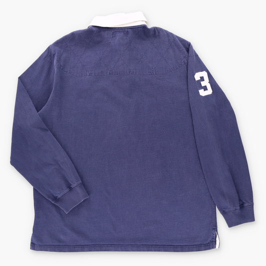 RALPH LAUREN POLO Navy Blue & White Embroidered Big Pony Rugby Sweatshirt (XL)