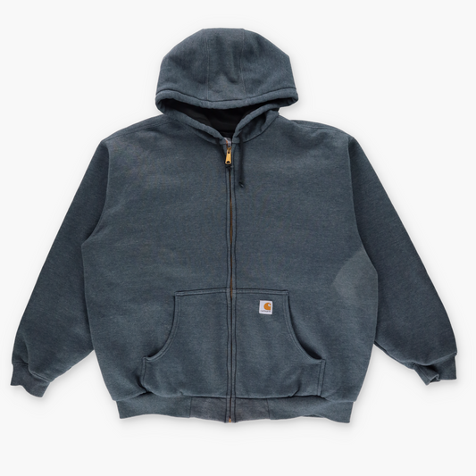 CARHARTT Thermal Lined Grey Zip-Up Hooded Sweatshirt J149 (XL)