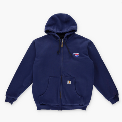 CARHARTT PEPSI Embroidered Thermal Lined Navy Zip-Up Hooded Sweatshirt J149 (M)