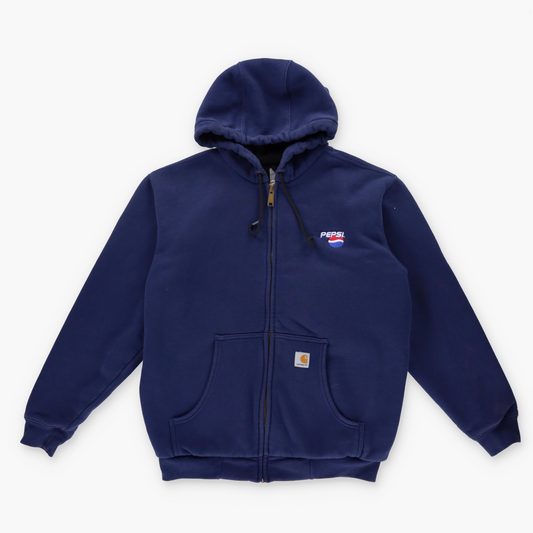 CARHARTT PEPSI Embroidered Thermal Lined Navy Zip-Up Hooded Sweatshirt J149 (M)