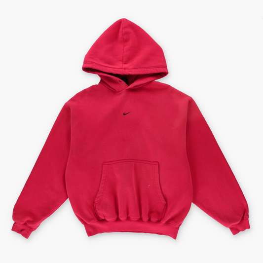 NIKE Small Embroidered Centre Swoosh Red Hooded Sweatshirt (M)