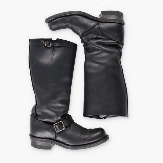 FRYE 'Veronica' Black Buckle Motorcycle Boots (Women's 10)