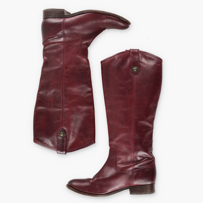 FRYE 'Melissa' Button Redwood Leather Round Toe Boots (7.5 B)