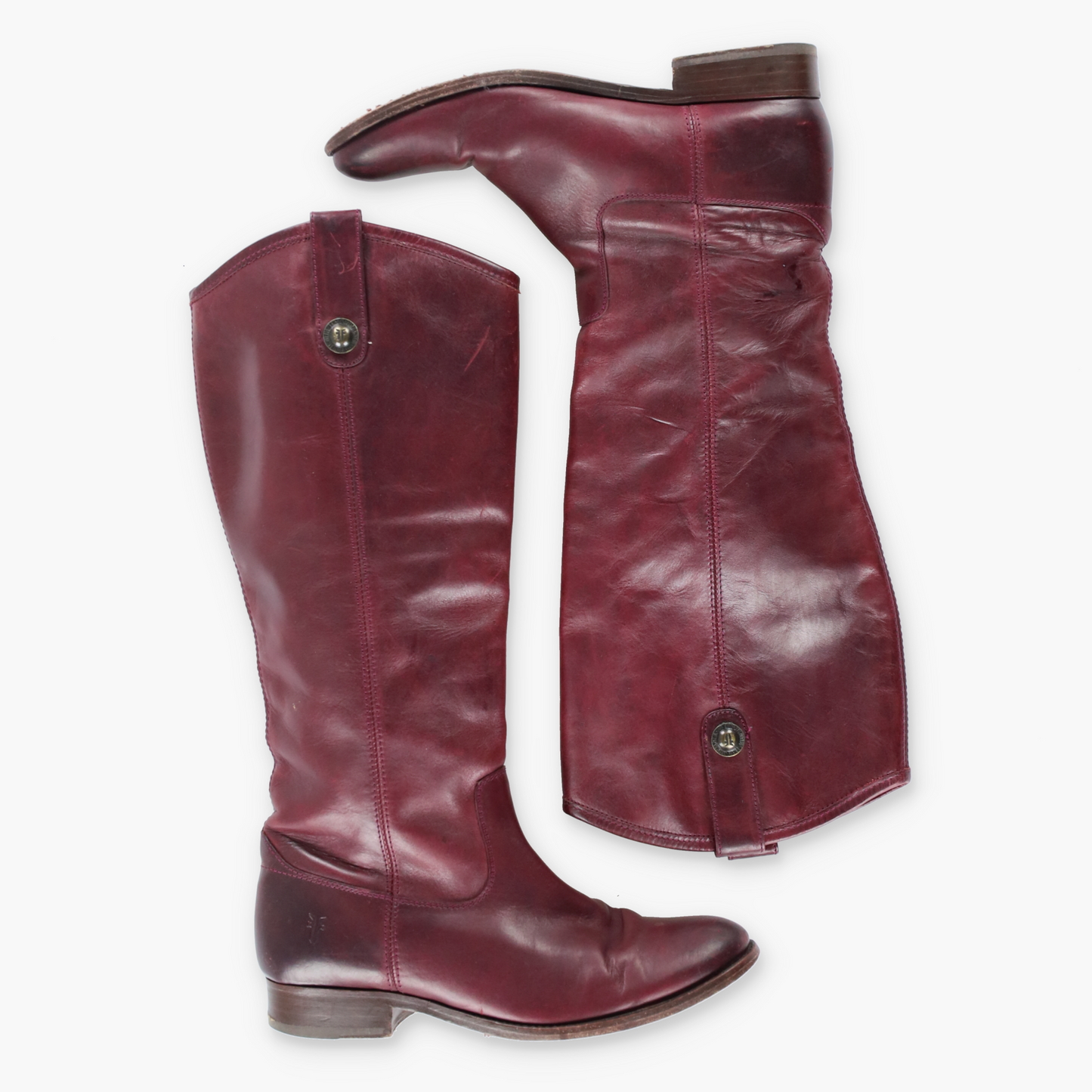 FRYE 'Melissa' Button Redwood Leather Round Toe Boots (7.5 B)