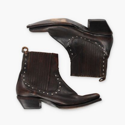 FRYE 'Sacha' Stud Chelsea Brown Leather Ankle Boots (8.5 B)