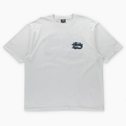 STUSSY World Tribe White & Blue Double Sided Casual T-Shirt (XL-XXL) - Vintage Sole Melbourne