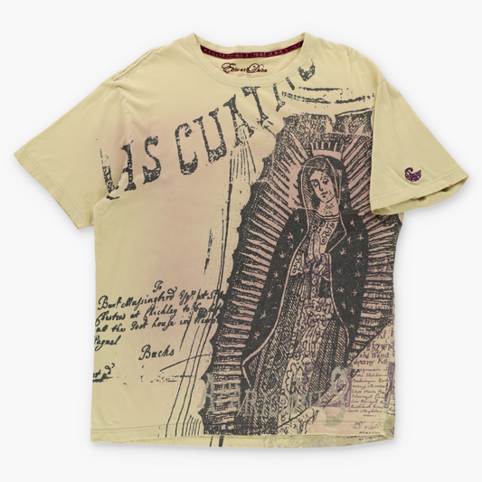 Guadalupe & Rhinestone Embellished Cross Patch EDWARD DADA All Over Print T-Shirt (L)