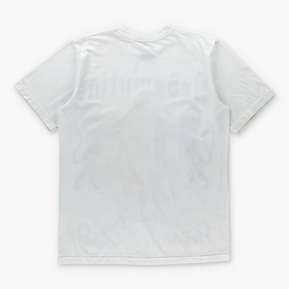 AKCESS PREMIUM Glitter "Redemption" Blue & White Y2K Foil Cross Patch Tee (M-L)