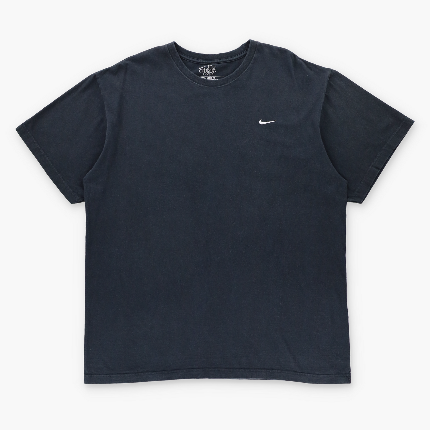NIKE Loose Fit Black & White Embroidered Swoosh Logo T-Shirt (XL) - Vintage Sole Melbourne