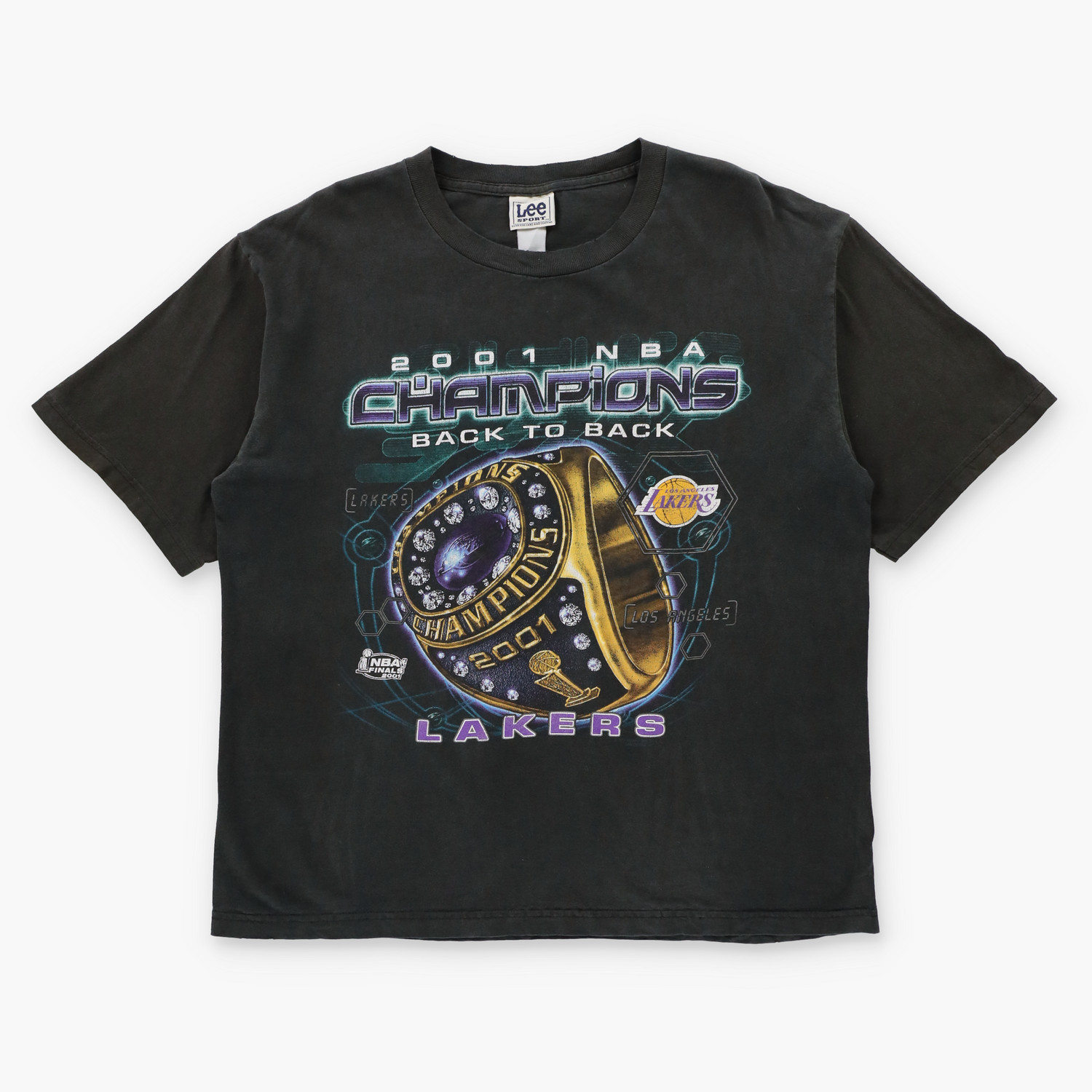 LEE SPORT Los Angeles Lakers "2001 NBA Finals Back To Back Champions" Black T-Shirt (L) - Vintage Sole Melbourne