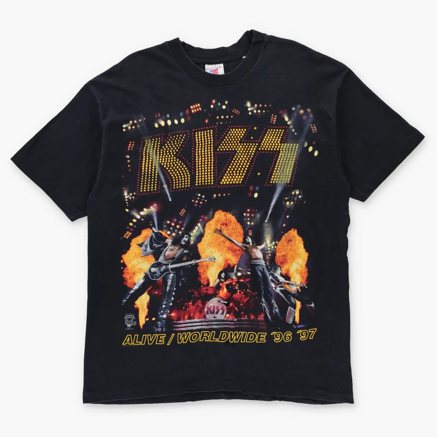 Vintage 1996-1997 KISS 'Alive Worldwide' Tour Single Stitch Distressed Band Tee (L-XL) - Vintage Sole Melbourne