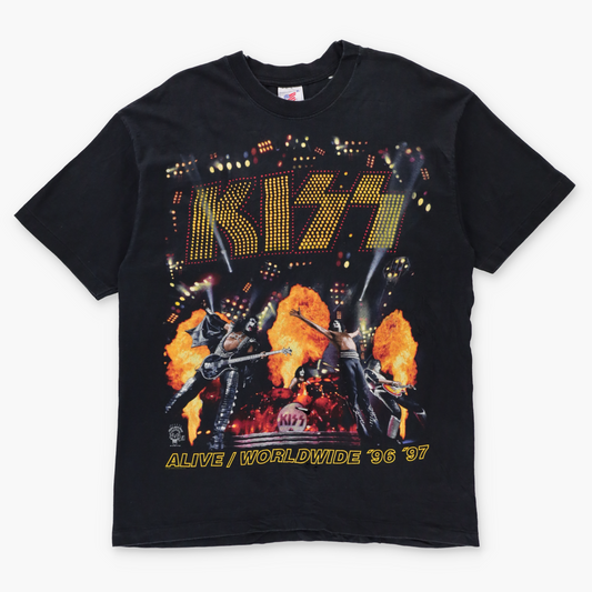 Vintage 1997 KISS 'Alive Worldwide' Tour Black Single Stitch Distressed Band Tee (L-XL)