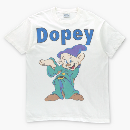 DISNEY 'Dopey' Puffy Spell Out Graphic White Tee (L TALL)