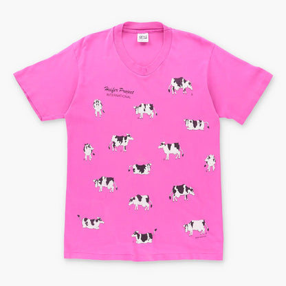 Vintage HEIFER PROJECT INTERNATIONAL Cow USA Made Hot Pink Tee (L)