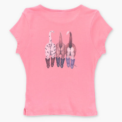 Vintage Western Puppies Cheeky Font Back Watermelon Pink Baby Tee (S-M)