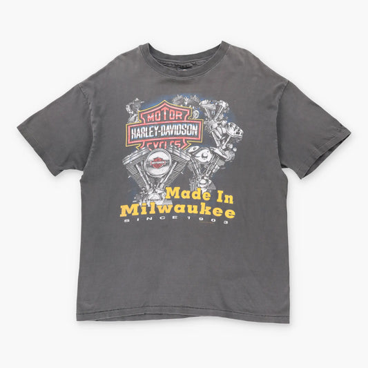 Vintage 1992 HARLEY DAVIDSON Milwaukee USA Made Grey Motorcycle Tee (XL-XXL)