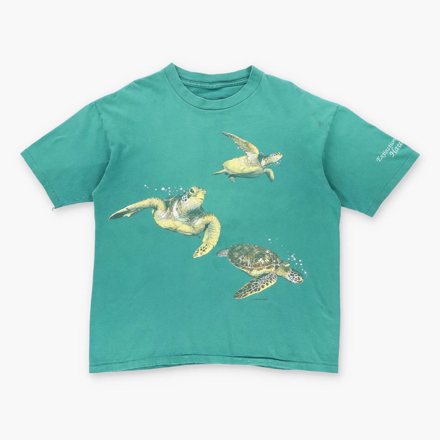 Vintage HABITAT Turtle Bubbles Single Stitch Green T-Shirt (L-XL)